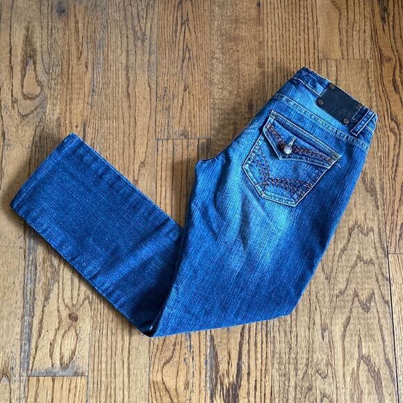 Rampage Embroidered Flap Pocket Jeans Size 5 - Picture 1 of 12
